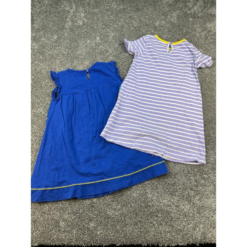 Mini Boden 2 pc Dresses Embroidered Blue Florals and Striped Giraffe Girls 4-5Y - Picture 10 of 11
